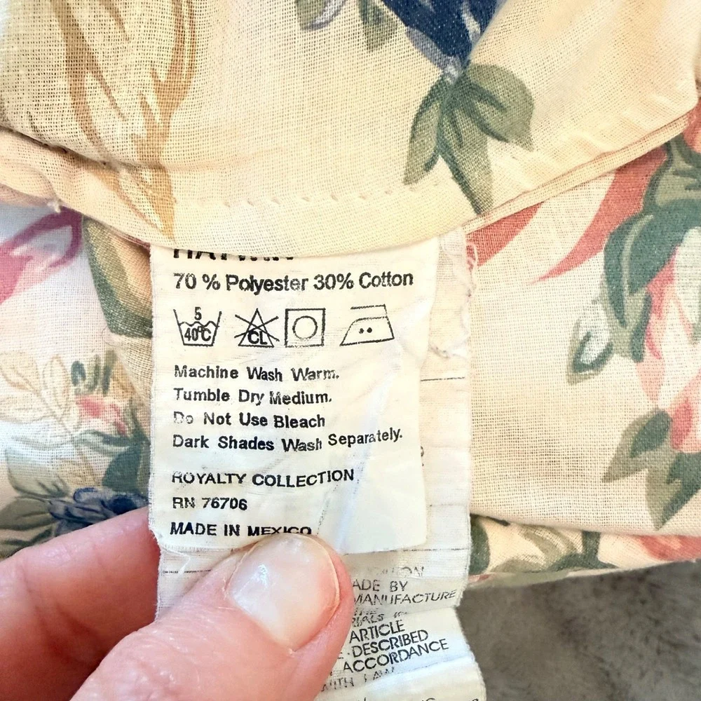 Vtg Royalty Collection Cottagecore Blue Rose Floral Comforter Pink Ribbon Full/Q